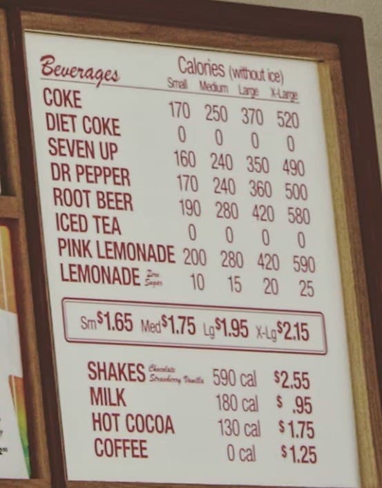 Fast food menu board