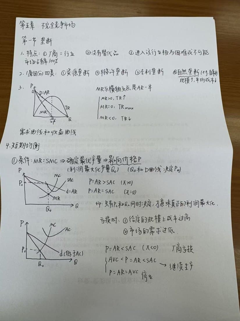 Handwritten Chinese study notes